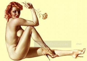 Pin up Painting - nd0458GD realistic from photo woman nude pin up